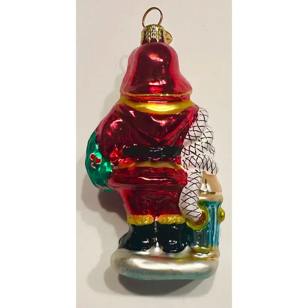 Christopher Radko Red Hot Santa Gem Firefighter Hose Ornament 4”, #107680 w/box